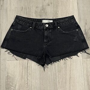 Topshop Cory Moto/ Petite Black Denim Jean Shorts Size 4